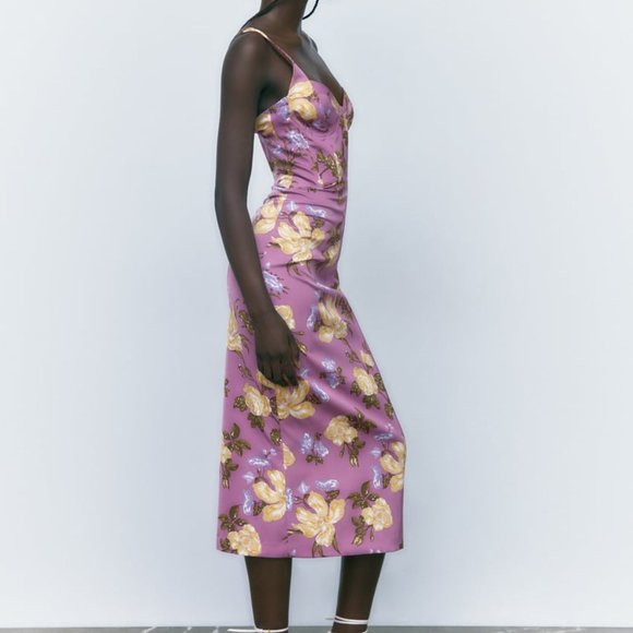 NWT ZARA MINI PRINTED FLORAL BUSTIER DRESS/ZARA EVENING DRESS - Picture 4 of 8